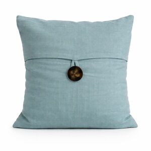 Pottery Barn 18x18 Linen Button Pillows Pair Muted Aqua Down
